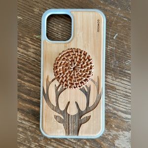 iPhone 12 real wood phone case and rattan phone grip
